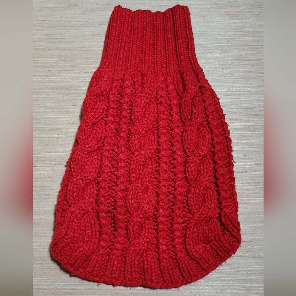 Red Cable Knit Dog Sweater